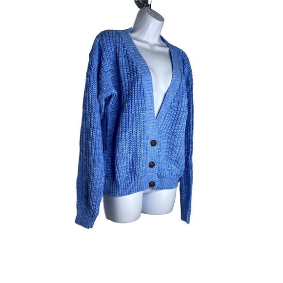 Glamorous Woman’s Blue Slouchy Boyfriend Oversized Sweater Cardigan SZ M - Picture 2 of 6